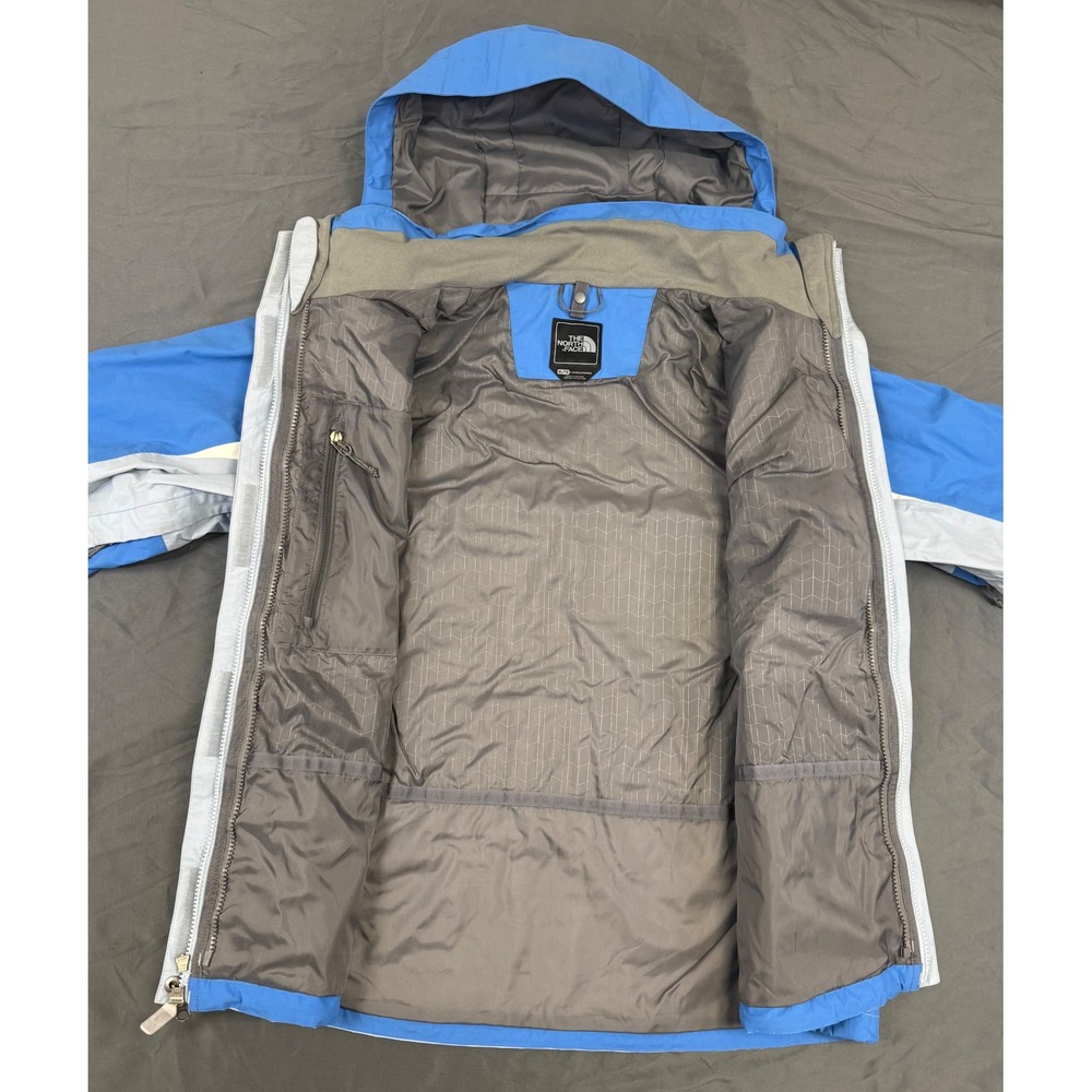 The North Face HyVent Rain Jacket Womens XL Blue Grey Colorblock Hooded Shell - Picture 7 of 14